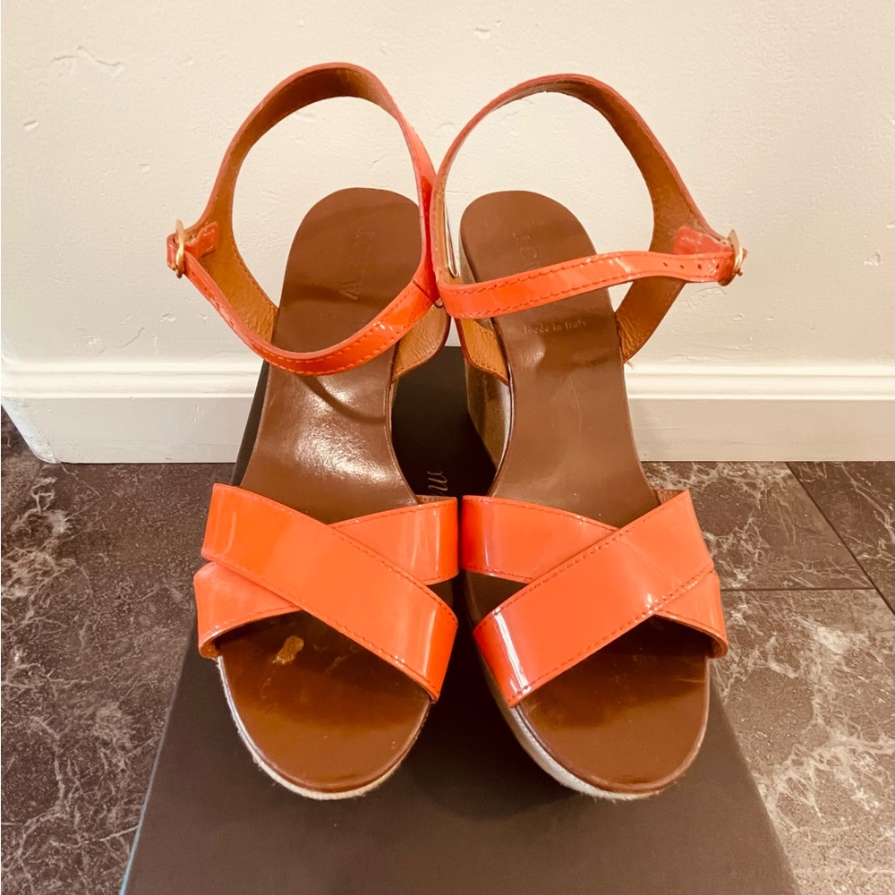 J. Crew Vibrant Orange Cross-Strap Sandals